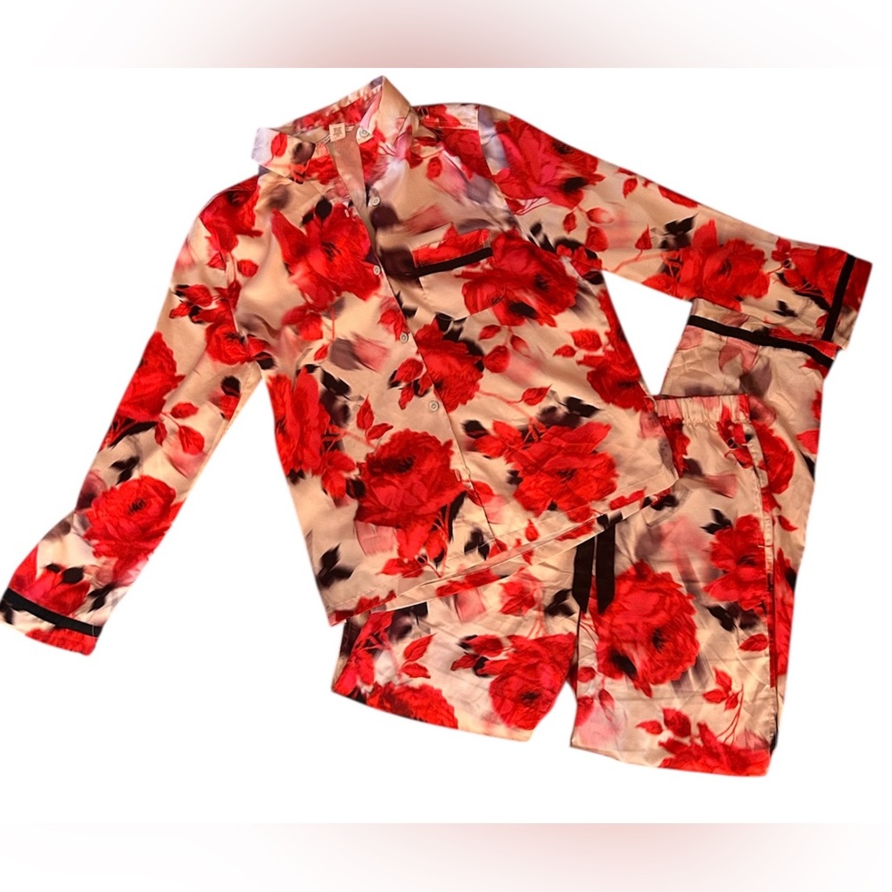 Victorias Secret Rose Silky Pajama Set